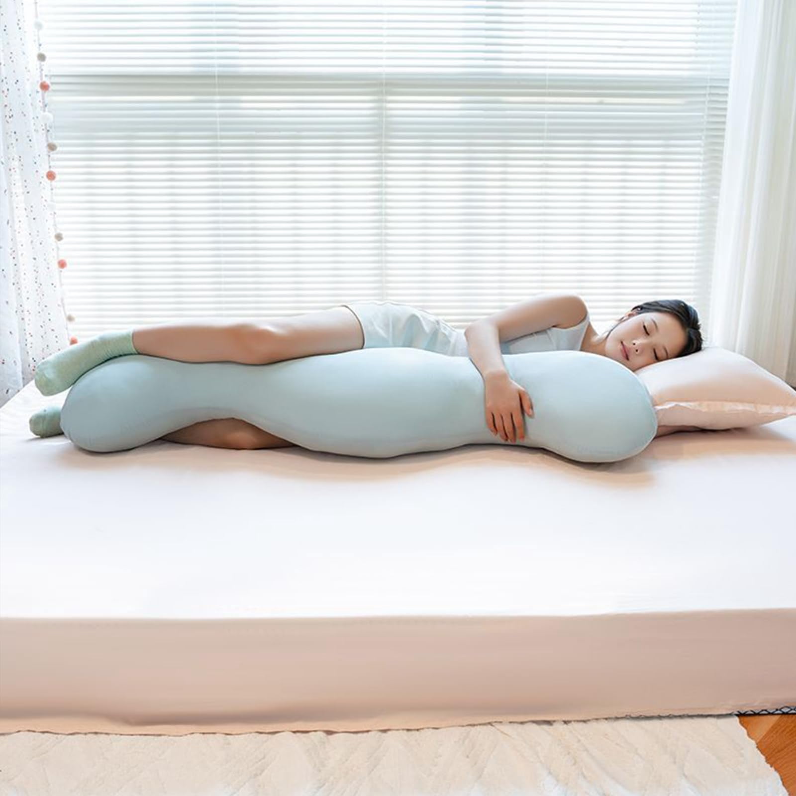 Pea Pod Body Pillow for Side Sleeper, 3 Size S Shaped Full Body Support Pillow for Adults, Long Bolster Hug Pillow with Cooling Fabric, Soft Ergonomic Pillow