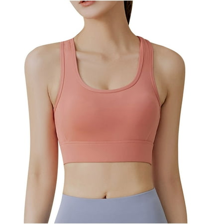 Womans Bras Women Breasted Back Running Bralettes Yoga High Strength Shock-Proof Backless Bra Sports Underwear V-Neck Padded Bra Hook and Eye Closure Full-Figure Bra Style Y-551   Pink-a XXL