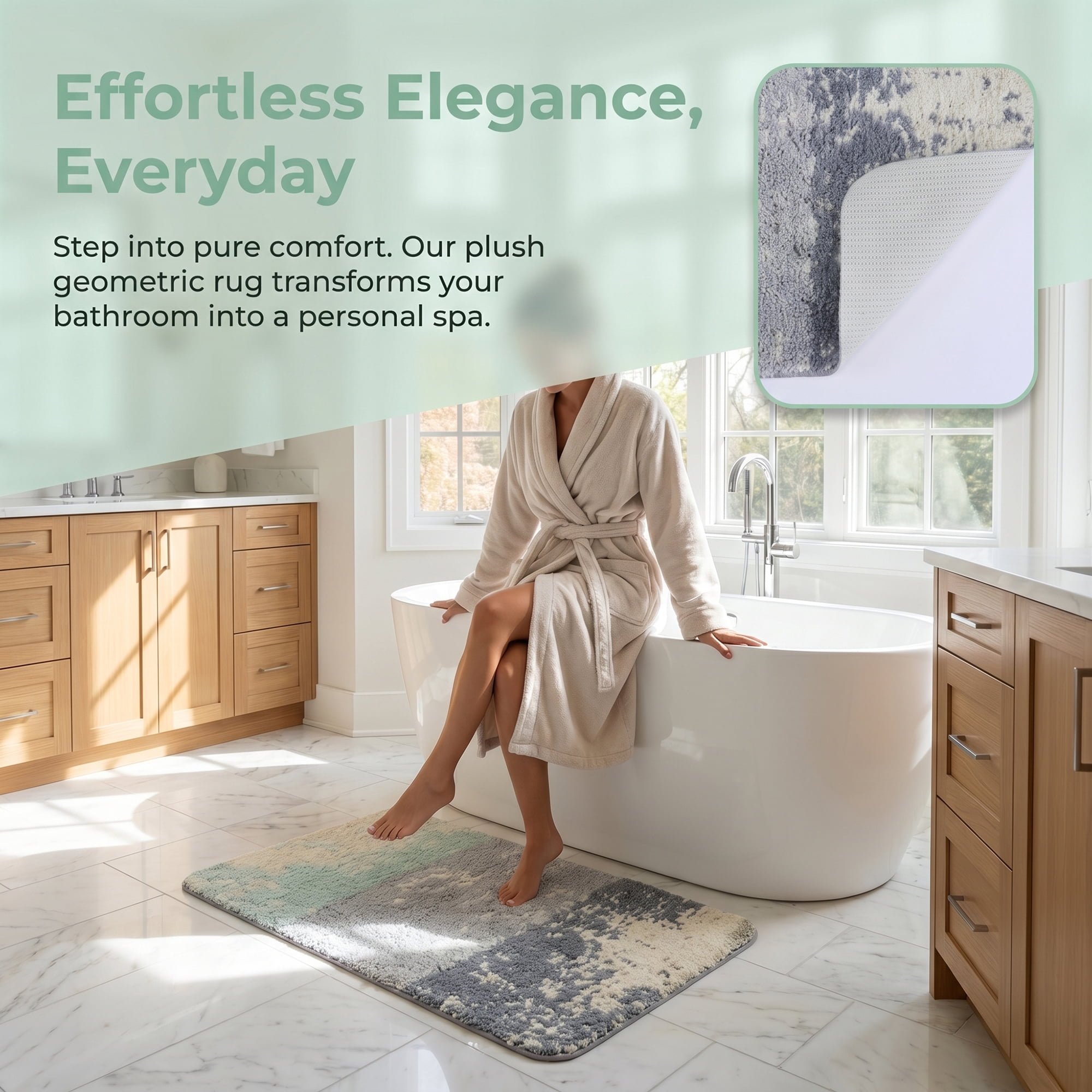 Unique Bargains Non Slip Machine Washable Plush Shaggy Bath Mat Grey 32" x 20"