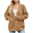 thumbnail image 2 of Women's Open Front Knit Cardigan Sweater Long Sleeve Casual Loose Fit Chunky Knitwear with Pockets, 2 of 6