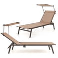 thumbnail image 1 of Topbuy Lot de 2 Chaises Longues d'Extérieur, Fauteuils Inclinables à 6 Positions avec Pare-Soleil Réglable et Porte-Gobelet, 1 of 8