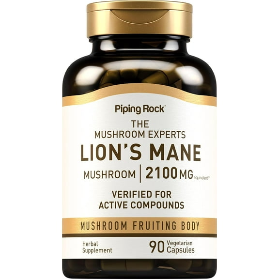 Lions Mane Mushroom Supplement 2100mg | 90 Capsules for Men and Women | by Piping Rock