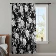 thumbnail image 4 of Black Rose Sheer Curtains 45 Inches Long, Vintage Pastoral Botanical Floral Leaves Vines Light Filering Curtains, Breathable Simi Curtain Privacy Drapes for Kitchen Bathroom Small Window Treatment, 4 of 9