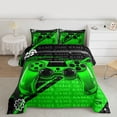 thumbnail image 2 of Homewish Game Console Full Size Comforter Sets,Gamepad Gamer Bedding Comforter Set,Green Black Bedding Sets For Kids,Super Cozy Room Decor Reversible,3 Pieces, 2 of 8