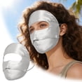 thumbnail image 2 of 1PC 100% Mulberry Silk Full Face UV Protection Mask - White Adjustable Sun Shield for Summer, 2 of 5