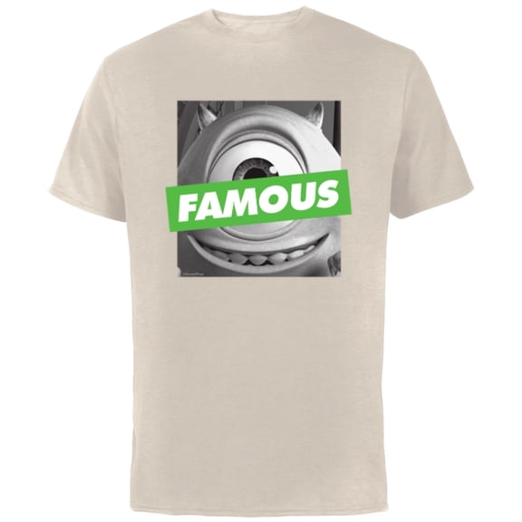Disney and Pixar’s Monsters, Inc. Mike Wazowski Famous - Short Sleeve Cotton T-Shirt for Adults - Customized-Natural