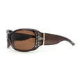thumbnail image 3 of Anti Glare Polarized Womens Rhinestone Oval Rectangular Sunglasses All Brown, 3 of 4