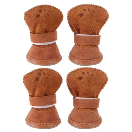 Worgeous 4 Pcs Snow Shoes for Dogs Lamb Velvet Boots Coffee