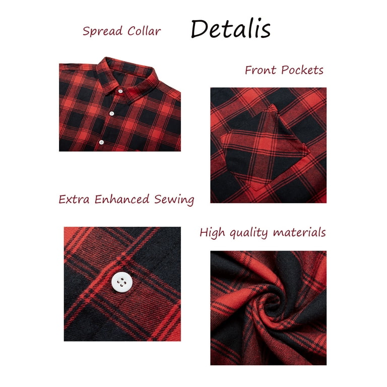 DODOING Men's Flannel Shirts Plaid Shirt Long Sleeve Plaid