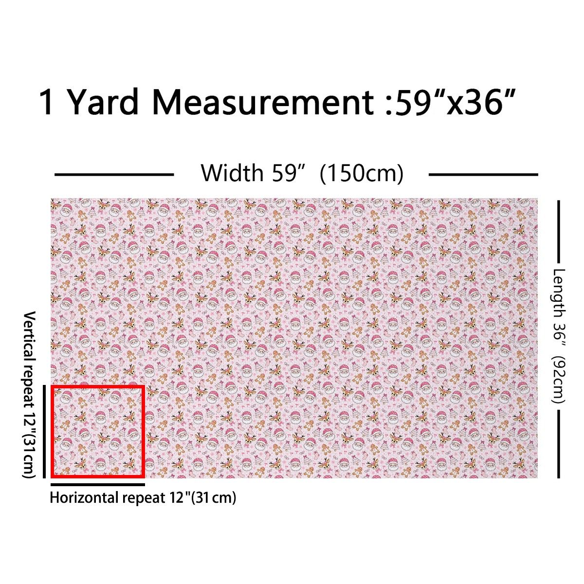 jejeloiu Kawaii Santa Claus Fabric by the Yard 2 Yards,Christmas Reindeer Room Decor Fabric by the Yard,Pink Xmas Tree Fabric for Sewing For Child,Breathable Home Decor
