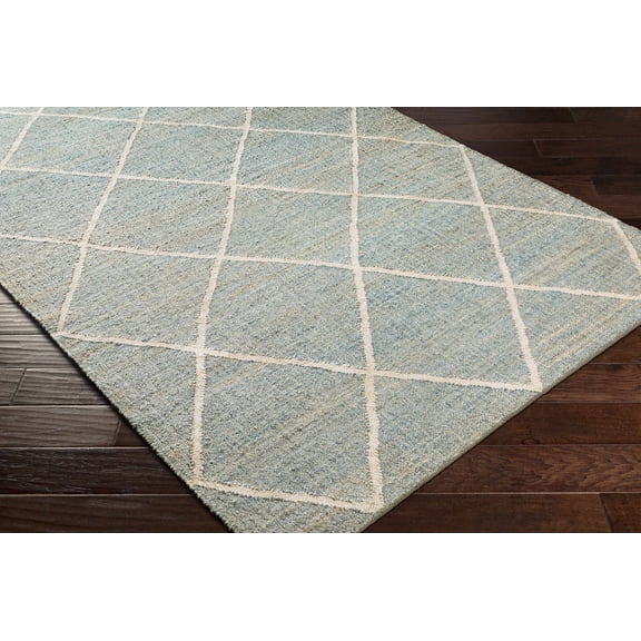 Hauteloom Ravenna Jute Living Room, Bedroom Area Rug - Bohemian, Transitional - Medium Gray, Beige, Pale Blue - 2' x 3'
