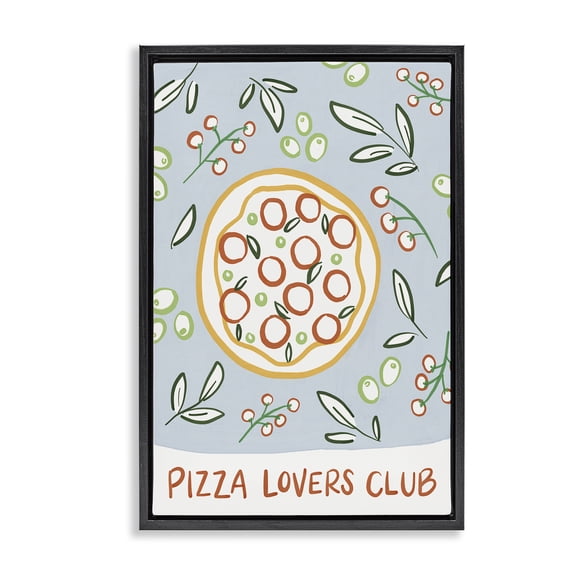 Stupell Industries Farmhouse Pizza Lovers Club Black Floating Frame Canvas Art, 17 x 25, by Amanda Houston