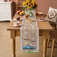 thumbnail image 2 of Happy Easter Table Runner - 108 Inch Long Vintage Blue Truck Bunny Duck Wooden Grain Cotton and Linen Blended Dress Scarves Farmhouse Table Runner for Kitchen Dining, Coffee Table, 13" x 108", 2 of 8