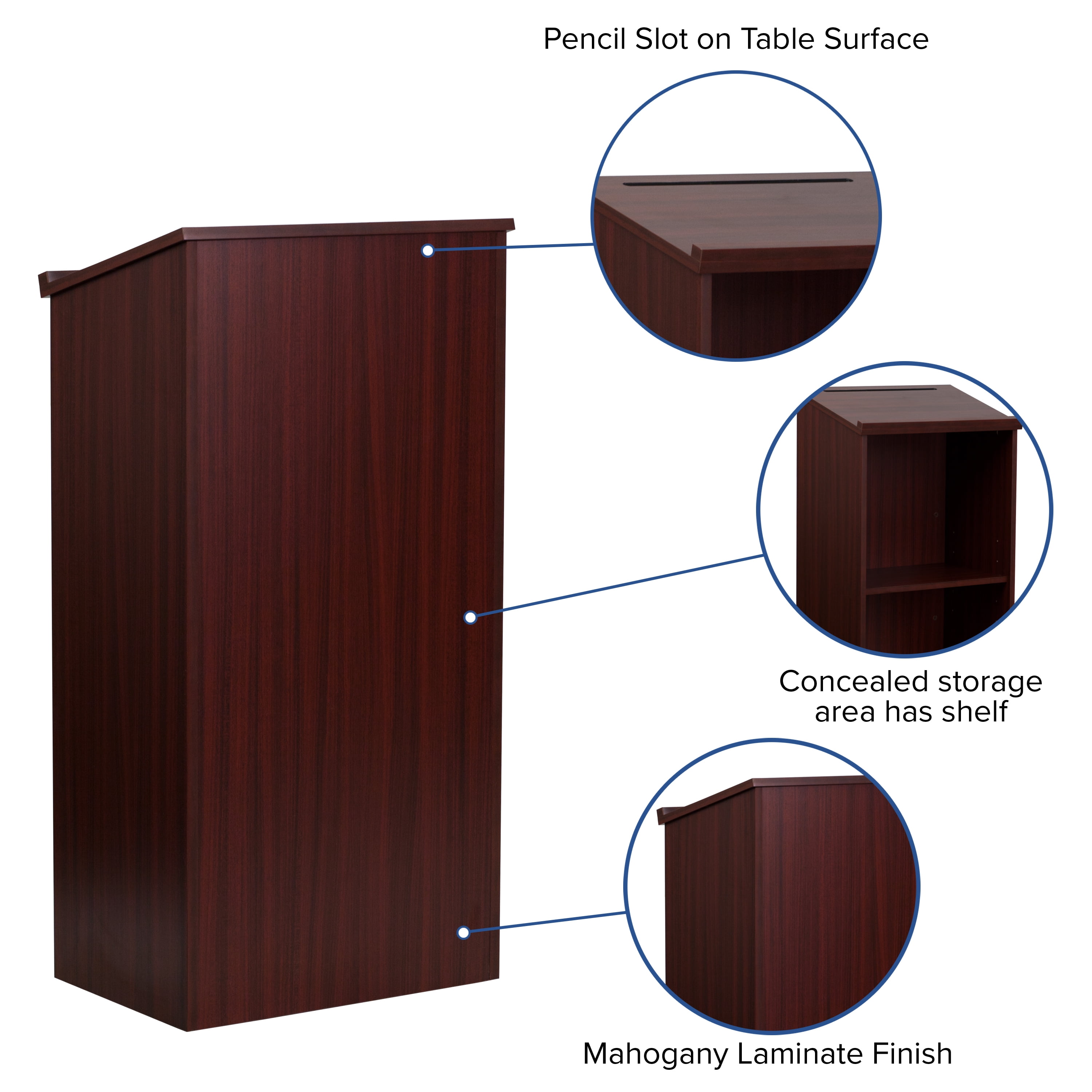 Stand-Up Wood Lectern in Mahogany 
