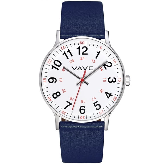 VAVC Nurse Watch Women with Big Dial 40MM Easy to Read Leather Strap