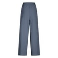 thumbnail image 5 of SEAOPEN Women's Flowy Wide Leg Beach Trousers with Pockets Cotton Linen Palazzo Pants Navy L, 5 of 5
