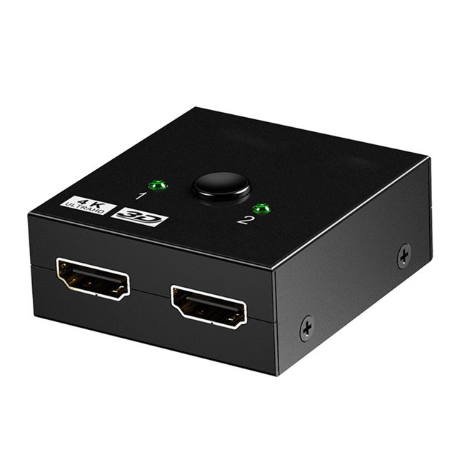 Interface Multimédia HD Interrupteur Bidirectionnel 2 Entrées 1 Sortie Séparateur 4K pour Ordinateurs Portables Moniteurs Projecteurs