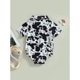 thumbnail image 4 of Wassery Western Baby Boy Clothes Cow Print Shirt Romper Short Sleeve Button Down One Piece Bodysuit Summer Gentleman Outfit, 4 of 7