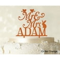 thumbnail image 1 of Mr And Mrs Wedding Custom Cake Topper With Birds And Rabbit Elegant Color Option Available 6-7 Inches Wide, 1 of 1