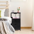 thumbnail image 5 of Bedside table with drawers End table with charging station Bedroom side table with USB port and socket 3-storey high bedside frame with fabric drawers for living room, dormitory, 5 of 6