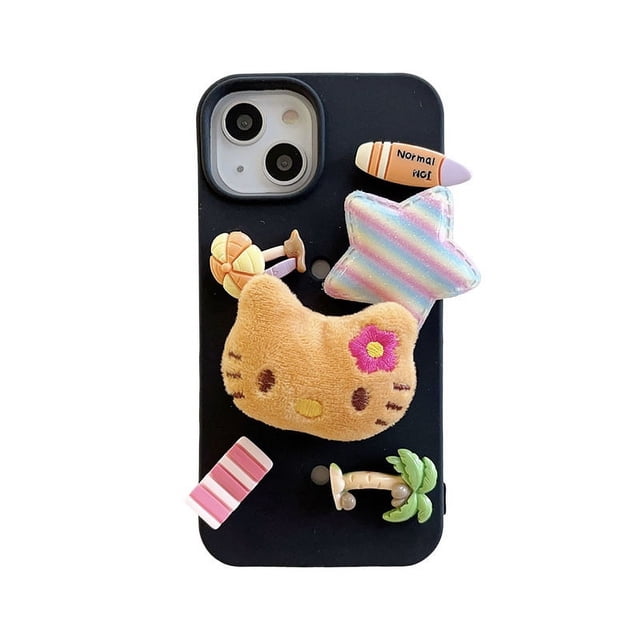 Funda de teléfono personalizada y duradera de silicona, color negro, Hello Kt Kitty Cat Croc, para iPhone 14, 13, 12, 11, X, XR, XS Pro Max Mini Plus