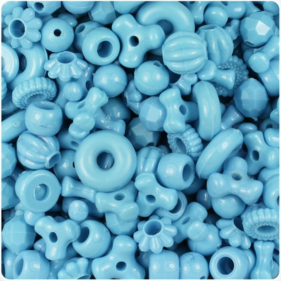 BeadTin Baby Blue Opaque Plastic Craft Bead Mix (4oz)