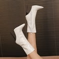 thumbnail image 5 of Women's Patent Leather Knee-Middle Biker Boots - Stiletto Ultra High Heel Boots for Party, Carnival & Holiday Events | Stylish Dress Footwear, 5 of 9