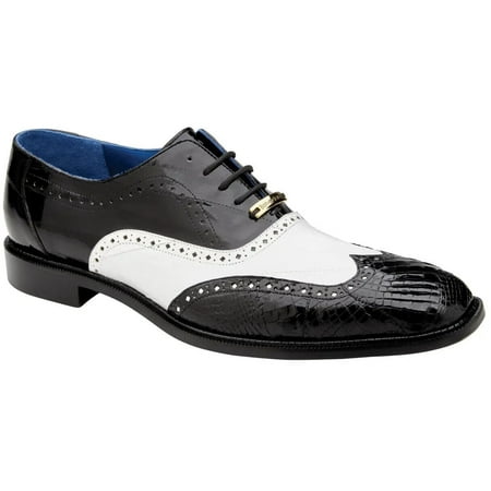 

Belvedere Genuine American Alligator Eel Wing Wing Tip Shoes Varo Black/White