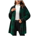 thumbnail image 2 of Tawop Flannel Long Sleeves Plush Womens Shirts Lapel Collar Plaid Loose Fit Outfits,Green,Size 3XL, 2 of 8