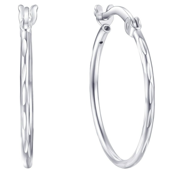 Brilliance Fine Jewelry Adult Female Slender Click Top Hoops in Sterling Silver 20MM