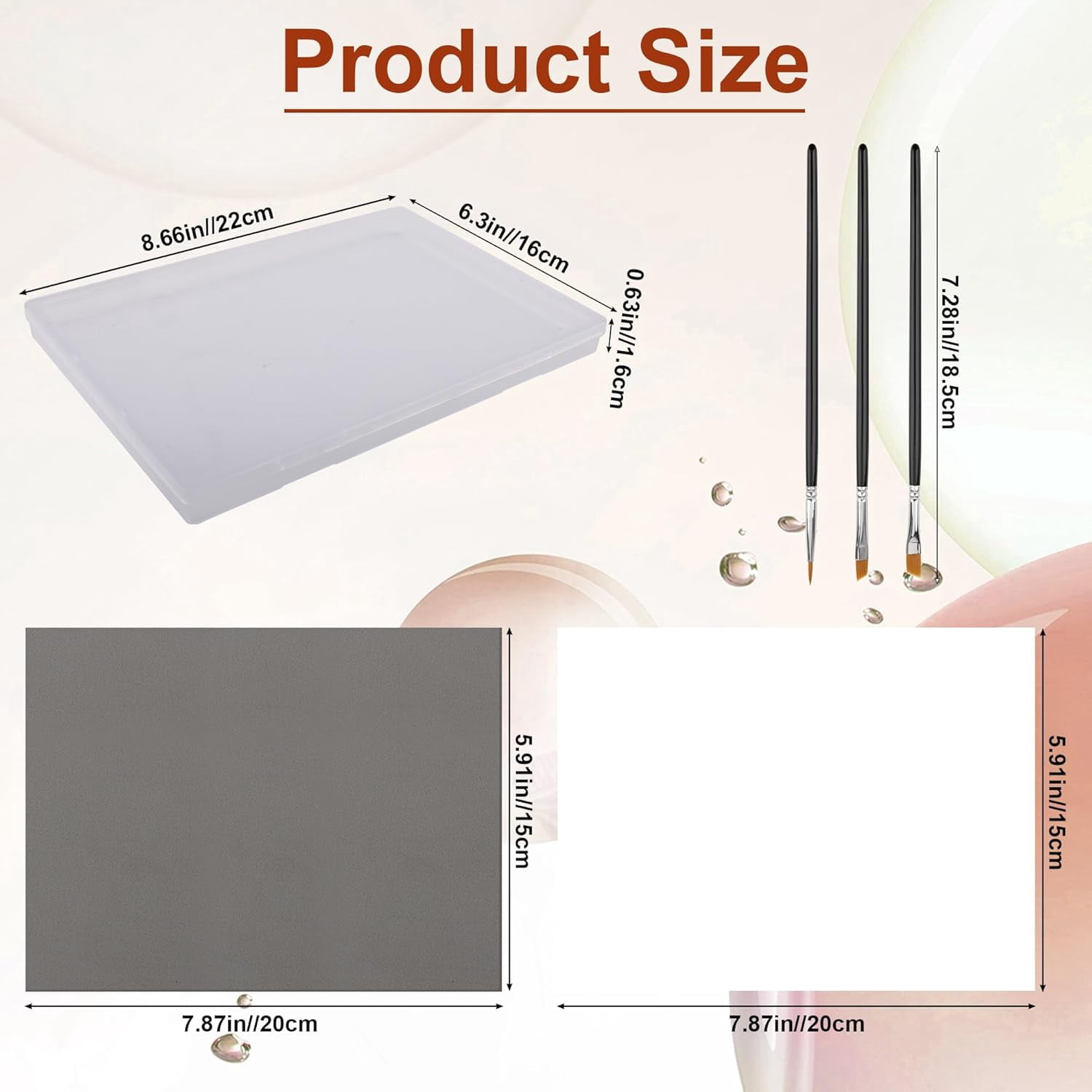 105P Stay Wet Palette for Acrylic Painting Kit, Portable Wet Palette Tray Box Keep Moist Palette for Painting Miniatures Paint Pallet with 100P Palette Paper, 1 Keep Moist Sponge, 3P Brush