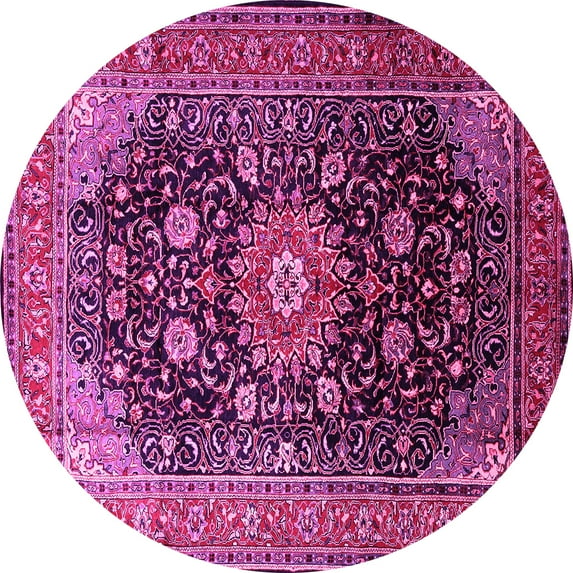 Ahgly Company Indoor Round Medallion Pink Traditional Area Rugs, 8' Round
