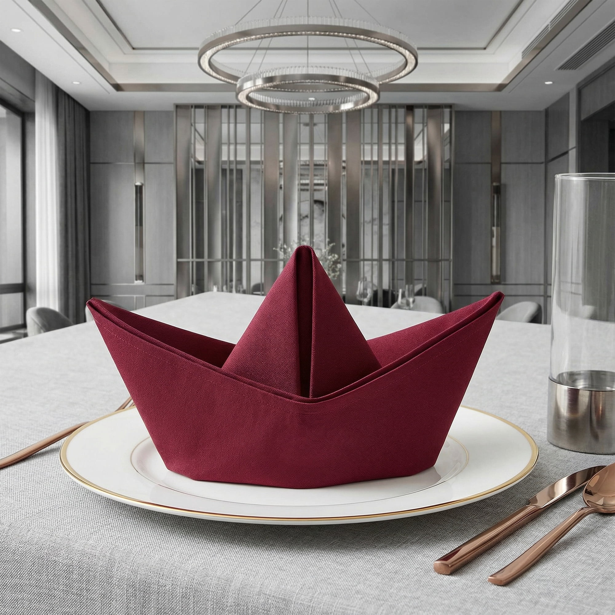 Unique Bargains 12Pcs Cotton Washable Reusable Events Cloth Napkins Burgundy 16x16inch