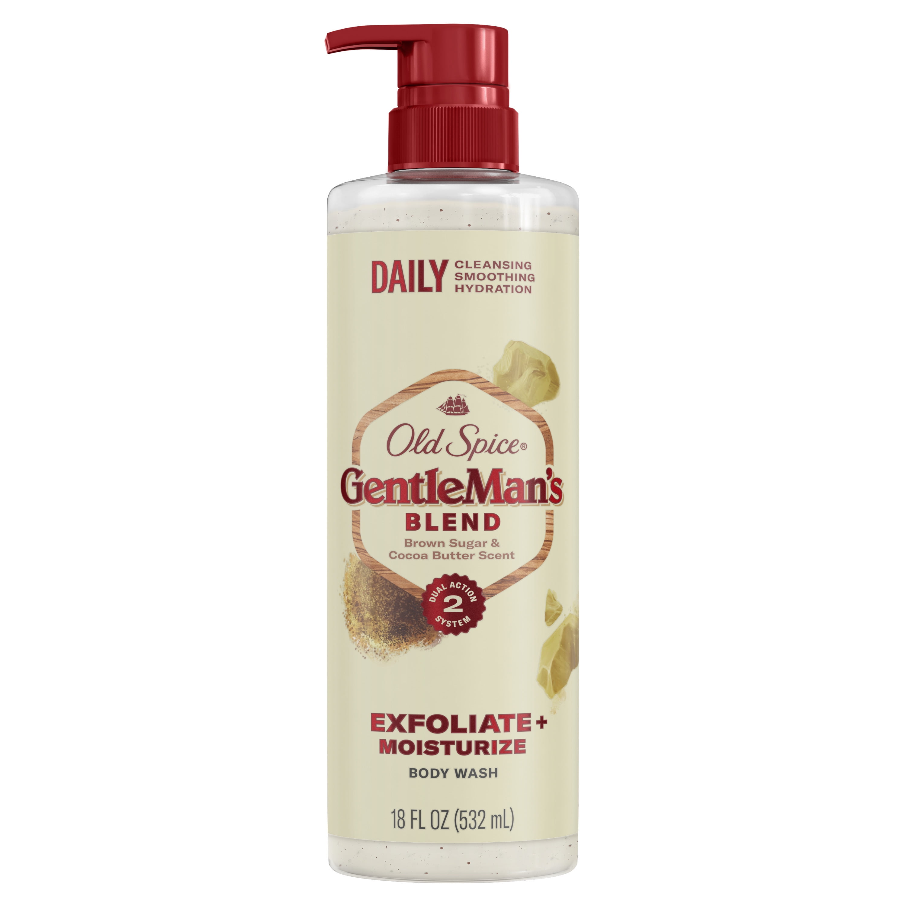 Old Spice Gentleman's Blend Exfoliating Body Wash, Brown Sugar & Cocoa Butter, 18 oz