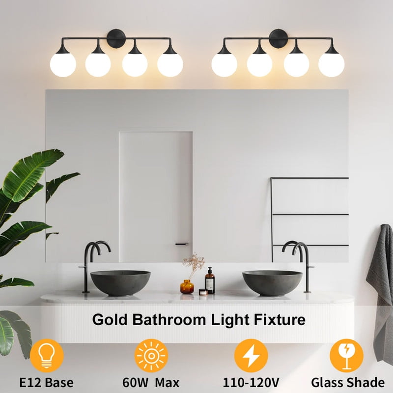 Bathroom vanity lights black 4 light modern vanity light fixtures