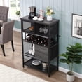 thumbnail image 3 of Seizeen Bar Cabinet Wine Storage, Free Standing Wine Rack w/ 5-Tier Shelves, Kitchen Storage Cabinet with Sliding Door, 6 Glass Holder, 11 Bottle Racks, Mesh Shelf, Gray, 3 of 13