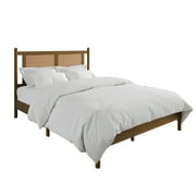 Castle Place Rattan Queen Wooden Platform Bed, Walnut