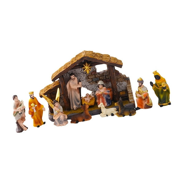 Christmas Nativity Figurines Resin Manger Holy Family Nativity Scenes Statue for Xmases Indoor Home Table Decorations