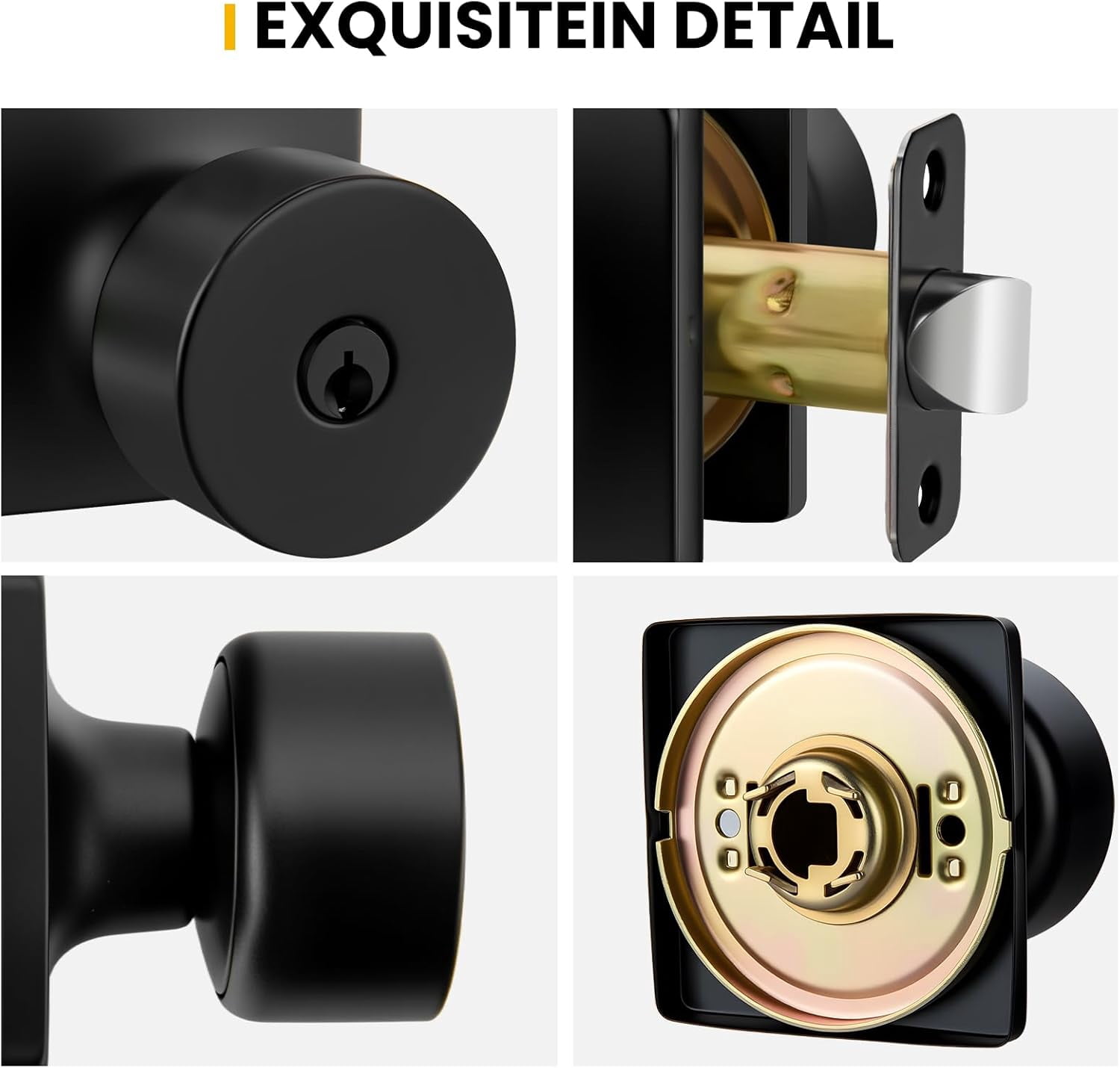 Matte Black Exterior Door Knob with Lock and Key, Keyed-Different Deadbolt Lock and Door Knob Set 3 Pack Set