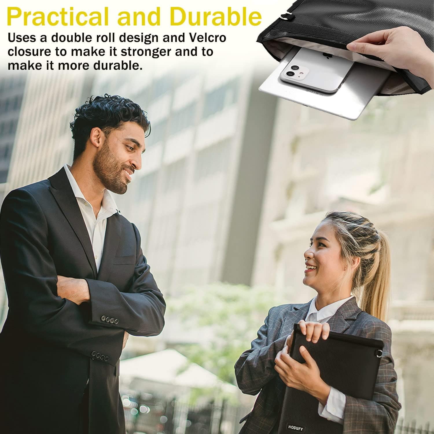 3 Pack Faraday Bag for Laptops & Tablets & Car Keys, Faraday Pouch for Car Keys, Car Key Signal Blocker Pouch, Fireproof & Waterproof Signal Blocking Pouch, RFID Key Pouch（Black）
