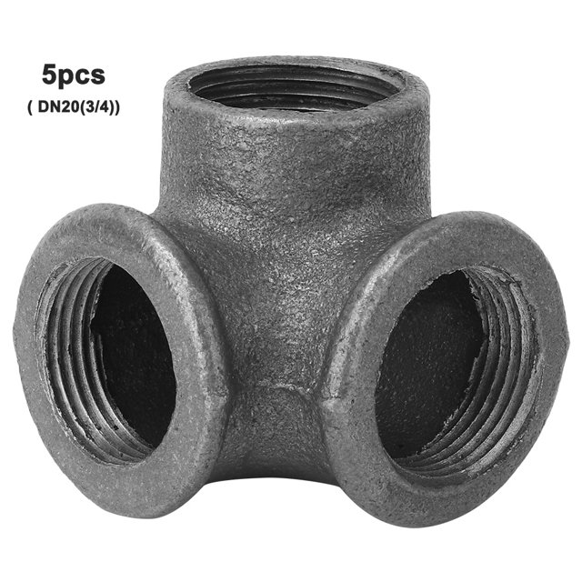 5 piezas de codo de salida lateral de 3/4" (90°) de hierro maleable negro. Conector de tubería.