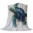 thumbnail image 6 of Sea Turtle Blanket Soft Cozy Warm Throw Blanket for Couch, Plush Fuzzy Flannel Fleece Blankets for Sofa, Coastal Summer Beach Vintage Wooden Bed Blankets Lightweight Gifts for Women, 40"x50", 6 of 9