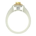 thumbnail image 3 of Fancy Yellow Diamond Engagement Rings 18K White Gold Cushion Cut Y Shank Halo Style 1.25 CT TW, 3 of 5