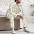 thumbnail image 5 of Mens Pajamas Set, White And Gold Geometry Button Down Long Sleeve Loungewear Sleepwear Pjs sets for Men, 5 of 5