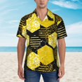 thumbnail image 4 of Kll Men'S Hawaiian Shirt Short Sleeve Button Down Beach Shirts-Geometric Pattern With Bee, 4 of 8