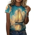 thumbnail image 3 of Sailboat T Shirts Basic T-Shirt Short Sleeve Ladies Tee Shirt Summer Graphic Clothing, 3 of 5