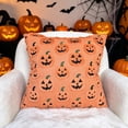 thumbnail image 2 of Halloween Pillow Covers, 18x18 inch Spooky Pumpkin Pattern Soft Plush Faux Couch Cushion Covers for Home Patio Porch Sofa Chair Thanksgiving Holiday Autumn Farmhouse Decorations, 2 of 8