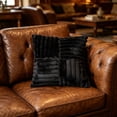 thumbnail image 4 of Solid Stripe Spliced Throw Pillow Cover Soft Polyester Rectangular Cushion Case Home Decor, Black, JKODE, 4 of 6