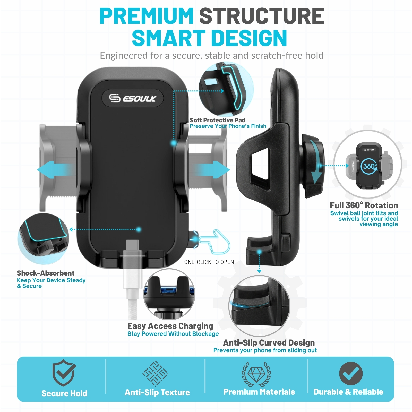 Esoulk Cup Holder Car Phone Mount with Gooseneck photo 2