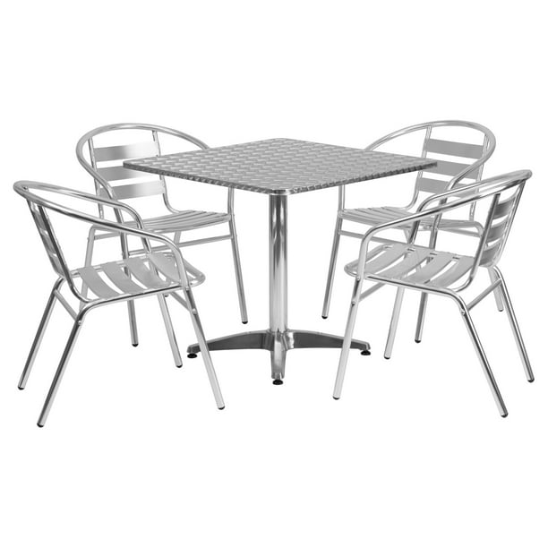 Flash Furniture Outdoor Patio Dining Set, Aluminum Table with 4 Chairs